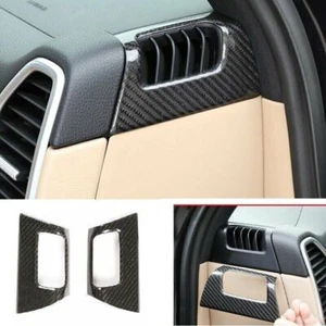 Dry Carbon Fiber Dashboard L&R Air Outlet Vent Trim For Porsche Cayenne 2018 UP - Picture 1 of 6