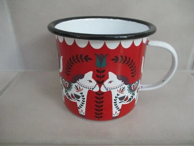Francesca's Damlahorse Enamelware Tin 3 3/4" Coffee Mug Cup 18 oz. Christmas Mug - Image 1 of 4