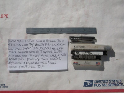 NUEVO OSG & REGAL 4 PIEZAS. LOTE 2 PIEZAS.- 8-32NC, 1 PIEZA.- #4-40NC, Y 1 PIEZA.- #6-40NF cintas Foto 1 de 4
