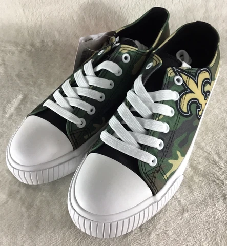 New Orleans Saints NFL Sneakers Women’s Size 9 Green Camo Canvas Lace Up Shoes Cover