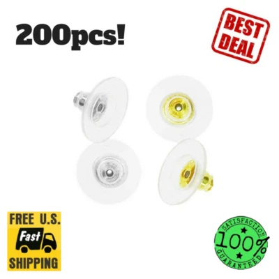 Earring Replacement Backs with Pierced Plastic Golden Silver Disc Heavy Earrings Foto 1 de 4