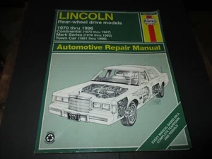 Manual de reparación de modelos de tracción trasera Haynes Lincoln 1970 - 1996 - Imagen 1 de 3