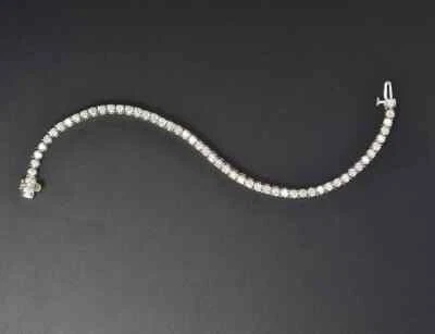 Brazalete de tenis redondo de oro blanco de 10 k con diamantes cultivados en laboratorio de 6,60 quilates para regalo de boda Foto 1 de 4