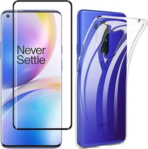 COVER CUSTODIA + PELLICOLA VETRO TEMPERATO 5D FULL PER OnePlus 8 PRO TRASPARENTE - Foto 1 di 21