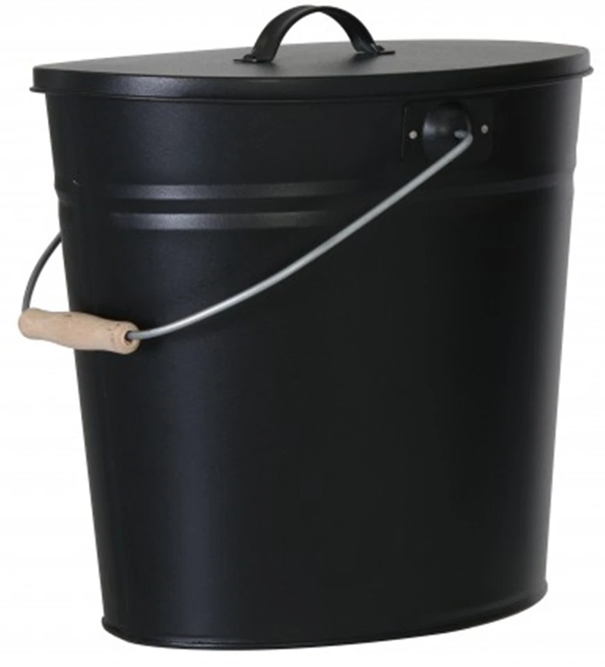 MARKENLOS Ascheneimer Schwarz Ascheeimer Asche Eimer Aschebehälter Kohleeimer Mülleimer