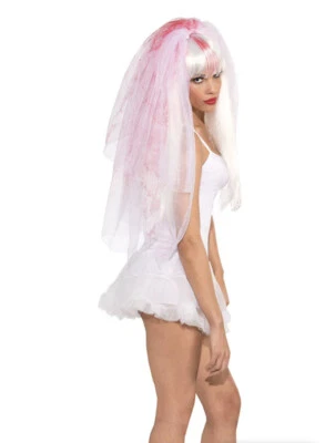 Velo Sangriento Mujer Adulto Novia Muerta Espeluznante Halloween Accesorio NUEVO Foto 1 de 2