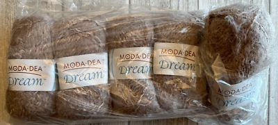 NEW 5 Skeins Moda-Dea Dream Yarn Pecan 3664 Nylon/Acrylic Medium 4 93 yards NEW - Image 1 of 3