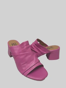 MIZ MOOZ SANDALIAS DE TACÓN SIN CORDONES DE CUERO ACANALADO ROSA 37EU / 7US # A-78 - Imagen 1 de 3