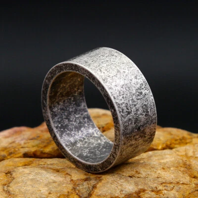 Anillo de acero inoxidable de motociclista gótico liso simple vintage para hombre 7-12 Foto 1 de 4