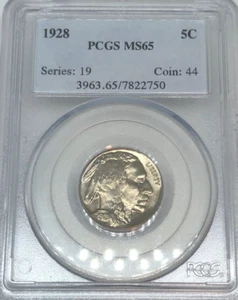 1928 Buffalo Nickel PCGS Mint State 65 - Picture 1 of 4