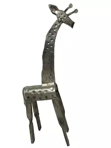 Vintage Giraffe Silber Stahl Metall Skulptur Tier Figur geschweißt 12" groß - Bild 1 von 8