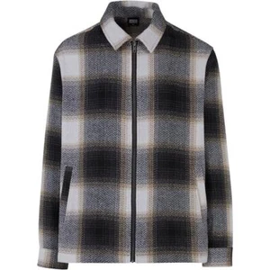 Urban Classics Zipped Shirt Jacket Men's Zip Checked Pattern - Picture 1 of 17