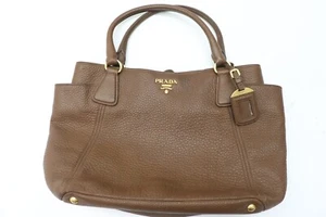 Prada Vit Daino Handbag Tote Bag Leather - Brown *READ* - Picture 1 of 23