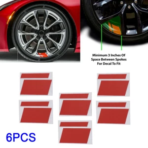 6x Reflective Car Wheel Rim Vinyl Decal Sticker Car Accessories Red For 16"-21" - Picture 1 of 9