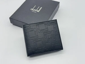 ALFRED DUNHILL BLACK LEATHER SPECIAL PATTERN BIFOLD WALLET NEW 100% GENUINE $595 - Picture 1 of 12