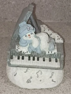 Vintage Snow Buddies Klavier Aufzieh-Musikfigur liegend auf Noten Zugabe - Bild 1 von 8