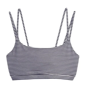 Gap Fit Women's Breathe Low Support Strappy Sports Bra Blue Stripe Size Large - Picture 1 of 4