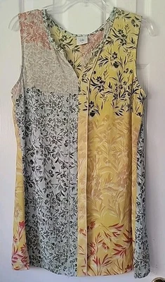 Cabi Womens Size Medium Shirt Dress Sleeveless, Yellow and Blue Floral - Image 1 of 4
