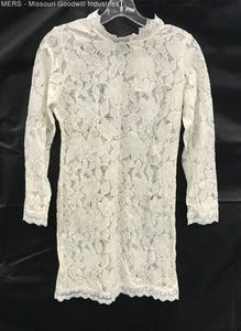 Ykn Women's White Long Sleeve Lace Mini Dress - Size S - Picture 1 of 4