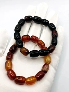10 mm Orange & Schwarz Achat Edelstein Armband Naturstein Heilenergie - Bild 1 von 8