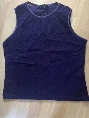 Size 16 BHS Petite Sleeveless Purple Lace Top - Image 1 of 2