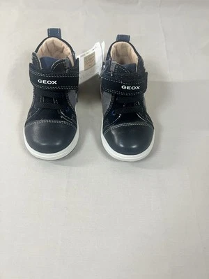GEOX Respira Boys High Top Sneakers Size 20 EU Navy Leather Zip Strap NWT - Image 1 of 4