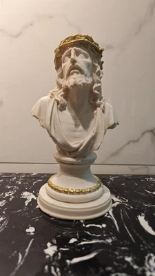 9,5-дюймовая резиновая статуя бюста Иисуса — христианский домашний декор, духовная художественная скульптура - Изображение 1 из 4