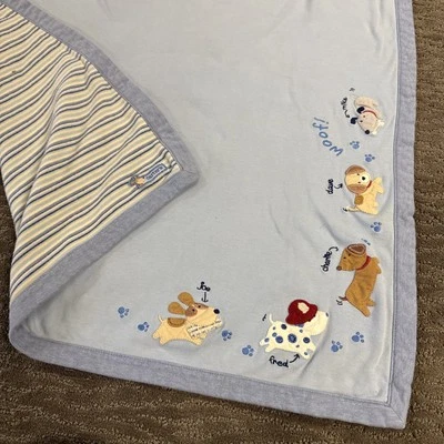 Carters 婴儿毯 5 狗蓝色棉 28 X 28 Joe Fred Charlie Dave Mike — 第 1/4 张图片