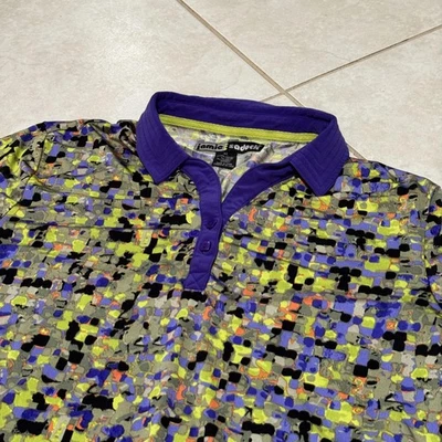 Camisa Polo Jamie Sadock Mujer XL Púrpura Multi Abstracta Golf Rendimiento Elastizada Foto 1 de 4