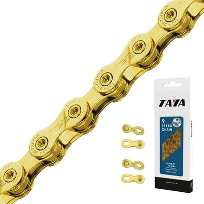Cadena de bicicleta NOVE-91 9 velocidades, 116 eslabones, Ti-oro, cambio duradero y suave,... Foto 1 de 4