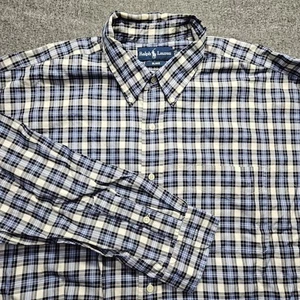 Ralph Lauren Blake Dress Shirt Mens 2XL Blue Plaid Cotton Button Down Preppy - Picture 1 of 9