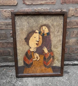 Vintage J.Roybal Mother and Daughter Signed Framed Oil Painting 17x13 RARE! - Picture 1 of 5