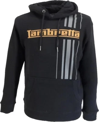 Lambretta Stripe Logo Hooded Top / Hoodie Black - Image 1 of 2