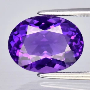 π 3.02ct VS Oval Natural Purple Amethyst - Unheated Deep Hue Africa Gemstone - Picture 1 of 4