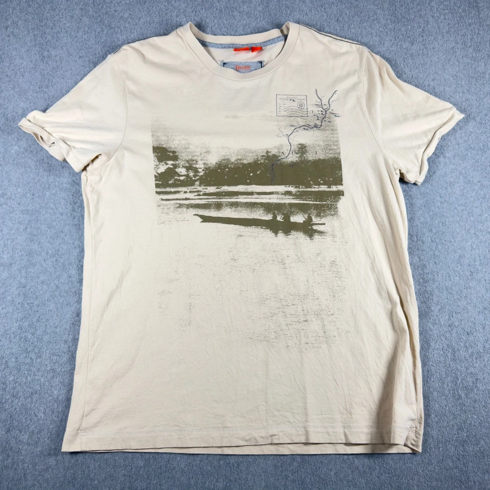 Camisa BOSS HUGO BOSS Para Hombre XXL 2XL Tostada Gráfica Camiseta 'Cen' Naranja Etiqueta Manga Corta Foto 1 de 4