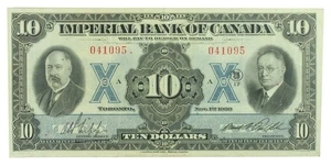 Billete de 10 dólares del Banco Imperial de Canadá 1933 20-04 (F) buen estado - Imagen 1 de 2