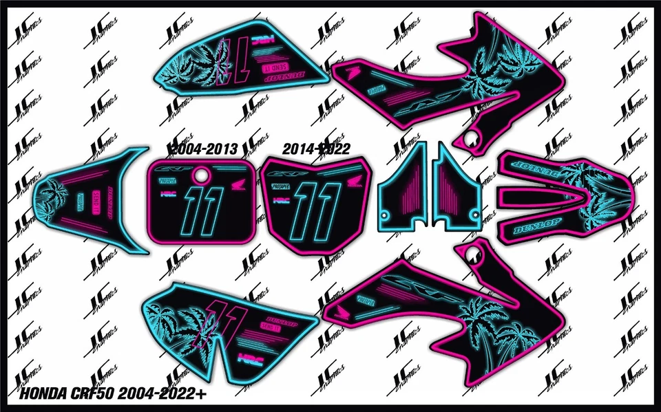 HONDA CRF50 GRAPHICS KIT DECALS THICK AND HIGH GLOSS - Image 1 of 1