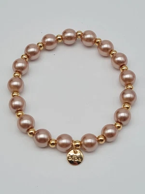 Biba Armband elastisch Pastelrosa-farbene Perlen, kombinierbar - Bild 1 von 2