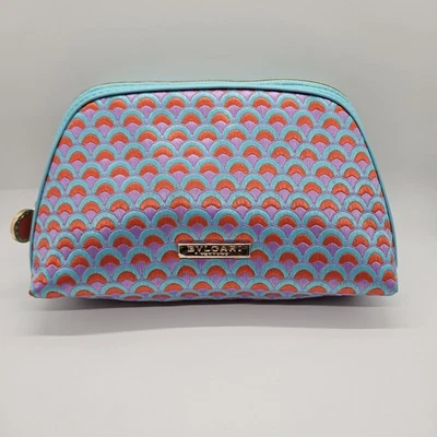 Bolsa cosmética feminina BVLGARI Parfums rosa azul-petróleo pavão bolsa de maquiagem estojo de viagem - Imagem 1 de 4