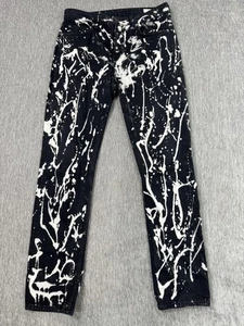 rag & bone Jeans Womens 27 Black White Paint Splatter Button Fly Skinny Made USA - Picture 1 of 11