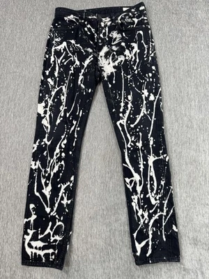 rag & bone Jeans Womens 27 Black White Paint Splatter Button Fly Skinny Made USA - Image 1 of 4