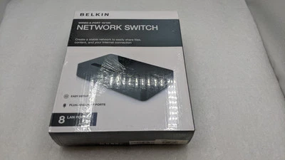 СОВЕРШЕННО новый Belkin 8-порт 10/100 Мбит/с проводной сетевой коммутатор - Бесплатная доставка - Изображение 1 из 4