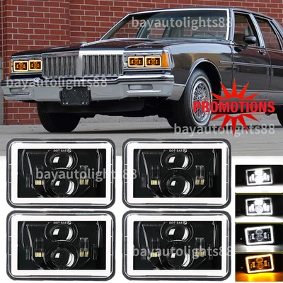 4pcs 4x6" Led Headlights DRL Turn fit for Pontiac Parisienne Brougham 1975-1985 - Image 1 of 4