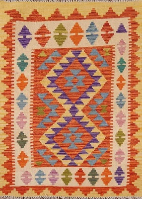 Alfombra oriental geométrica tejida a mano South Western Kilim Accent 3x4 pies Foto 1 de 4