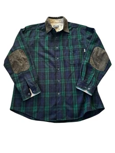 Vintage Woolrich Plaid Flanell Wolle Leder Ellenbogen Patches Made in USA Herren XL - Bild 1 von 7