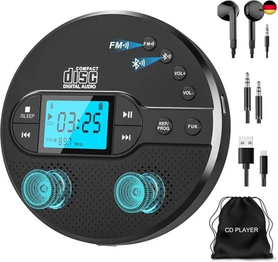 NEU 2025 Bluetooth CD Player Tragbar, Greadio Discman CD Player mit 2000mAh - Bild 1 von 4