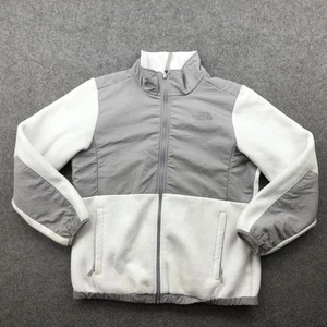 North Face Jacket Girls XL 18 Gray White Fleece Full Zip Outdoors Winter Denali - Picture 1 of 14