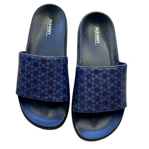 Old Navy Men's Blue Geometric Slide Sandals Size 6/7 - Picture 1 of 4