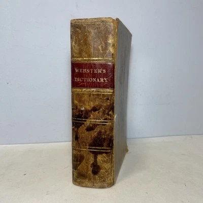 1841 Webster’s American Dictionary, Antique Leather Victorian Era Hardcover Book - Image 1 of 4