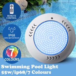 Resin Filled Swimming Pool LED Light 12V 55W RGB Remote Control Memory Function - Picture 1 of 17